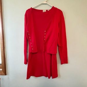 Red cotton jersey dress with jacket